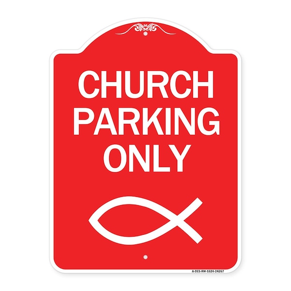 Signmission Designer Series Church Parking, Red & White Aluminum Architectural Sign, 18" x 24", RW-1824-24267 A-DES-RW-1824-24267 - main